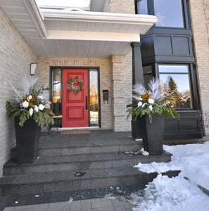 Winter Planter Inserts with white accents